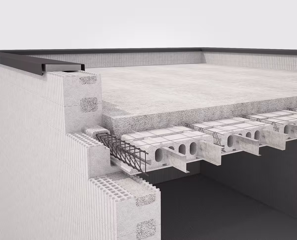 Element systemowy z kanałem technologicznym w systemie IZODOM