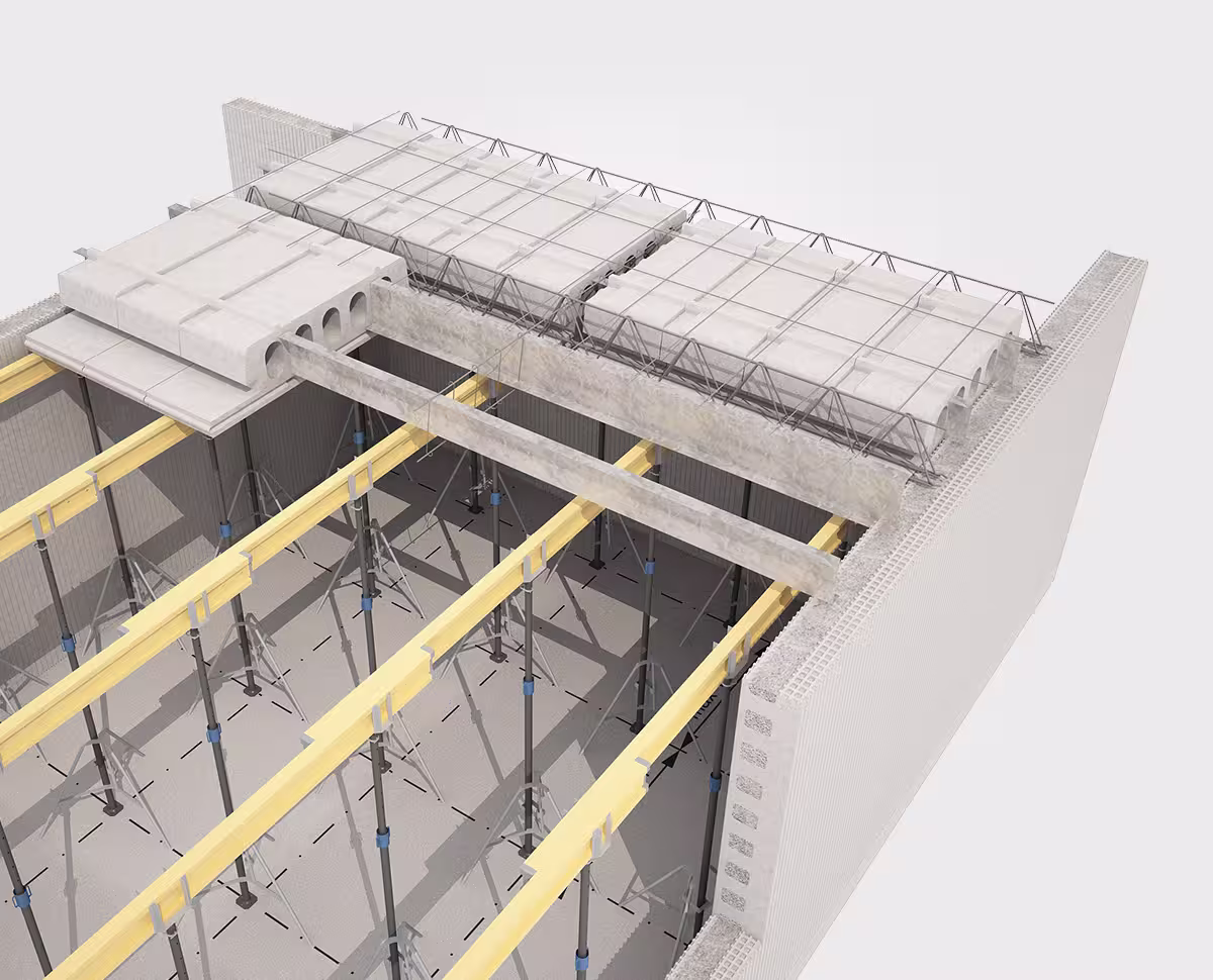 Element systemowy z kanałem technologicznym w systemie IZODOM